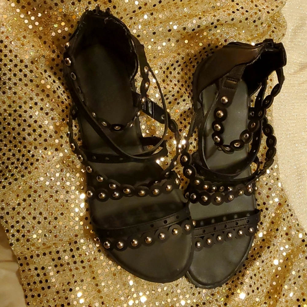Bamboo sandals, 7 1/2, black